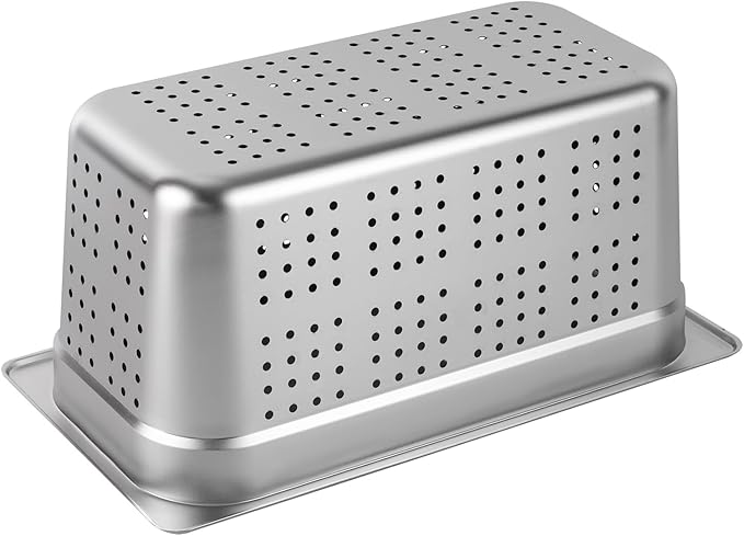 DYNAMI 2-Pack 1/3 Size 6 Deep Perforated Stainless Steel Steam Table Pan Commercial Catering Food Pan
