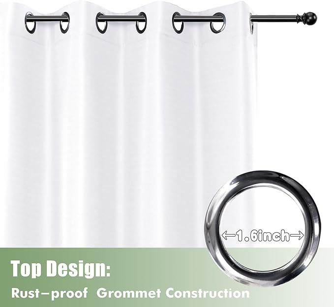 HolidayIdeas Waterproof Outdoor Curtains for Patio 6 Panels - 54x108 Inches - Weatherproof Privacy Outsides Curtains for Backyard Porch Gazebo Sunlight &amp UV Blocking (White Grommet Top)