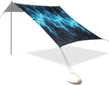 Spark Texture Blue Beach Tent Sun Shelter 9.2' x 10.5' Beach Canopy with 4 Sandbags 4 Stability Poles Sand Shovels - Tent Canopy for Beach Camping Fishing Picnics