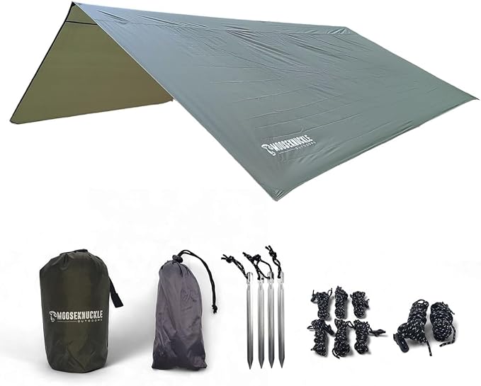 XL Portable Rain Fly - 11ft Hammock Rain Tarp for Hammock Camping - Hammock Tent - Includes Stakes and Carry Bag (Green)
