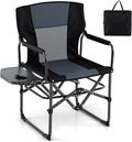 Goplus Folding Camping Chair Heavy-Duty Director Chair with Side Table &amp Cup Holder Portable Padded Chair with Carrying Bag for Picnic Beach Fishing Sports Supports up to 500 LBS