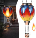 Hot Air Balloon Solar Lantern - Simulated Flickering &amp Dancing Flame Glass Lantern  Outdoor Hanging Yard Light Waterproof IP65 for Garden Patio Lawn Porch Decor Gift