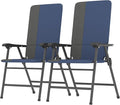 Outsunny Folding Patio Chairs Set of 2 Padded High Back Folding Lawn Chairs with Armrests 600D Oxford Fabric Portable Outdoor Camping Chair Set for Deck Garden Backyard Dark Blue