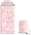 Wake In Cloud - Kids Sleeping Bag for Girls Toddlers Camping in Warm Cold Weather Backpacking Lightweight Compact Outdoor Liner for 3 Seasons Celestial Unicorns