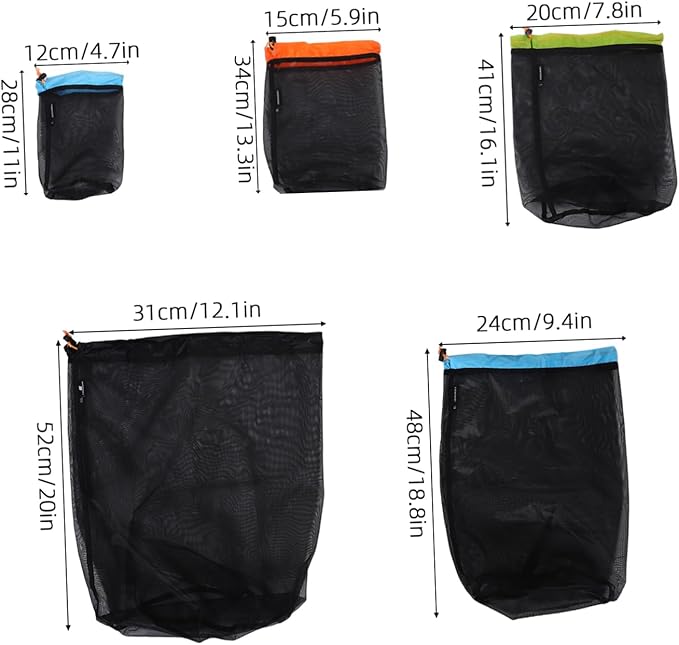Toyvian 1 Set Reusable Polyester Mesh Storage Sack for Outdoor Gear Travel and Camping Compression Bags in Black Xl Xxl and Sustainable Storage
