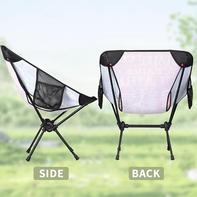 Custom Outdoor Camping Chair with Name Personalized Name Backpacking Chair with Side Pockets Lightweight Foldable Outdoor Chair for Adults