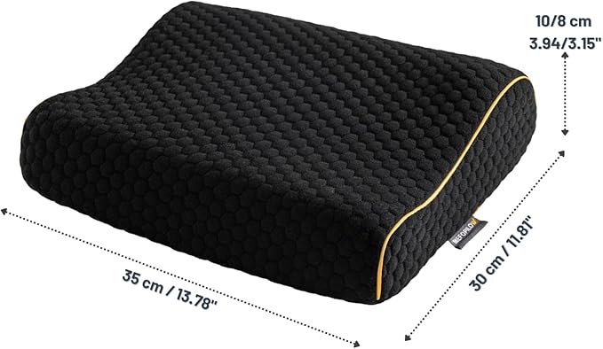 Memory Foam Travel Pillow with Washable Cover &amp Carry Bag – Compact Soft &amp Breathable Neck Pillow for Airplane Camping &amp Car (Black- Without Spare Cover 13.8x11.8x3.9/3.1 inches)