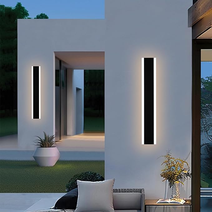2-Pack 32-Inch Linear LED Outdoor Wall Light Fixture IP65 Waterproof Exterior Wall Sconce with Build-in Integrated LED &amp 5 Color Dimmable for Patio Porch (3000K/3500K/4500K/5000K/6000K)