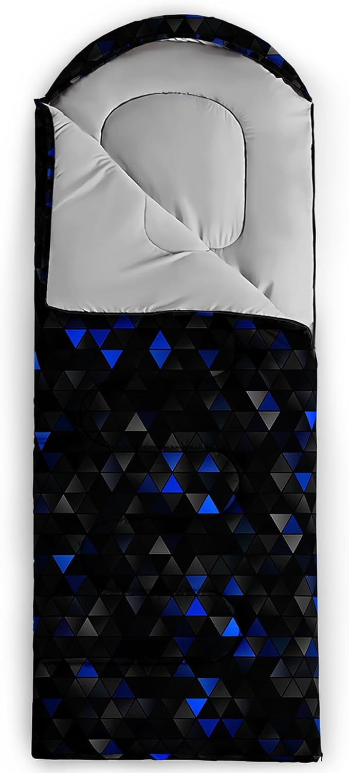 Sleeping Bags for Adults and Kids3D Printing Camping Sleeping Bag for Girls Boys Lightweight Waterproof Cold/Warm 3-SeasonOutdoor Travel with Compression Bags