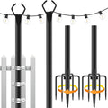 2 Pack String Light Poles10 Ft Light Poles for Outside String LightsOutdoor Lights Pole with ForkMetal Poles Stand for Patio Deck Backyard (10FT 2 Pack)