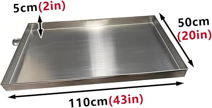 304 Stainless Steel Drip Pan for Air Conditioners - Portable Water Catcher &amp Oil Tray Easy to Clean 110x50cm (43x20in) - Perfect for Home &amp Commercial Use