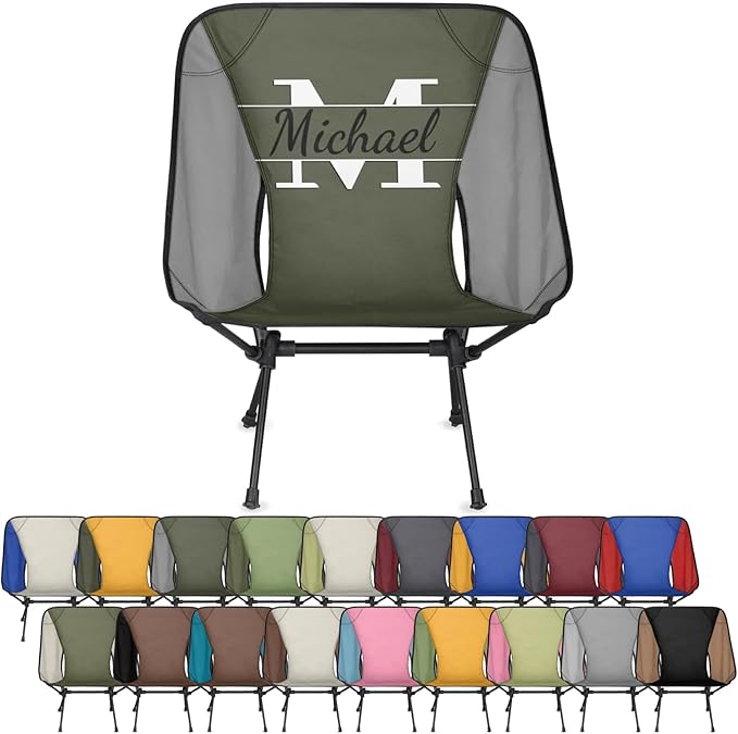 Custom Lightweight Camping Chair with Name Personalized Backpacking Chair Portable Folding Chairs for Patio Camp Hiking Picnic Travel