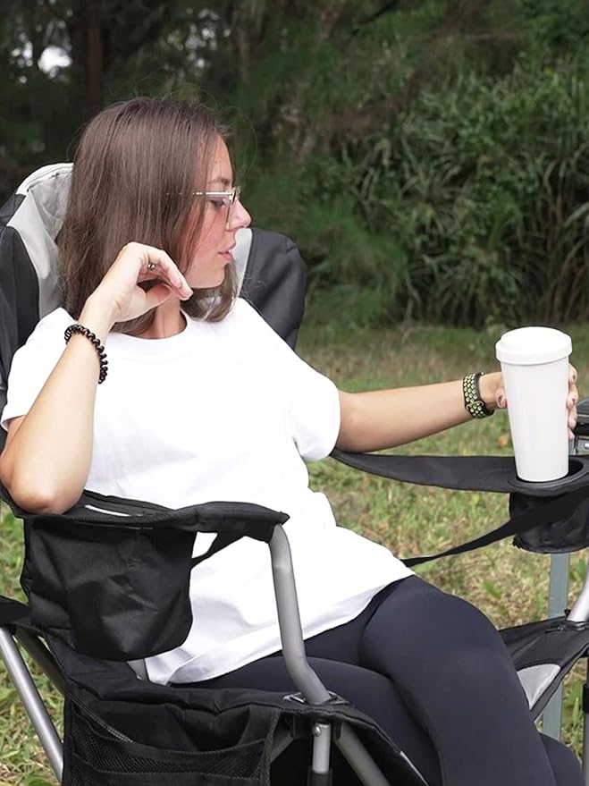 KingCamp KC2008 USCK Camping Chair Oversized 2 Pack-Navy/Beige