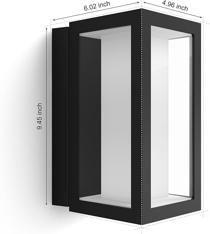 Philips Hue Impress Outdoor Wall Light (Hardwired) (6.1 x 9.4 in) 1 Pack White &amp Color Smart LED Light Voice Control Bridge Required
