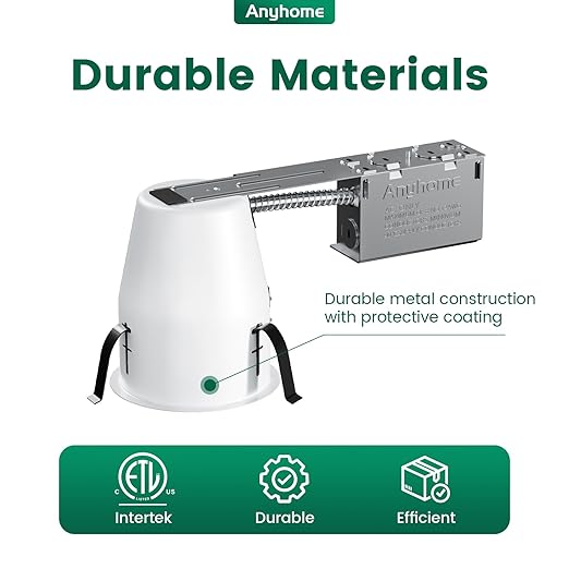 6 Pack 4 Inch Recessed Lighting Housing RemodelCan Light HousingIC Rated &amp Air TightE26 ConnectorETL Listed