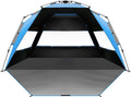 OutdoorMaster Beach Tent with Blackout Shelter Technology Portable Sun Shade Shelter 4 Person Pop Up Beach Tents with UPF 50+ UV Protection 9.5mm Thick Pole 3 Ventilating Mesh Windows -Blue
