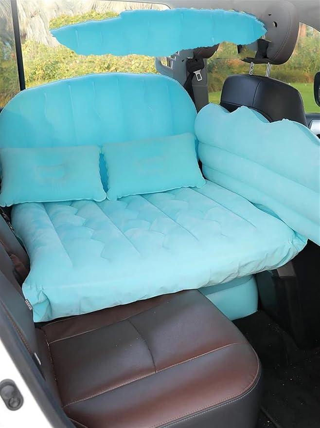 Camping Inflatable Mattress Car Inflatable Mattress Outdoor Inflatable Mattress Thick Flocking PVC Material 170 * 75cm Large Size (Blue)