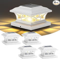 4 Pack Solar Post Cap Lights Outdoor Waterproof Fits 4x4 5x5 6x6 Wooden &amp Vinyl Fence Decks Edison LED Bulb with Warm &amp Cool White Light Modes (Classic White 4)