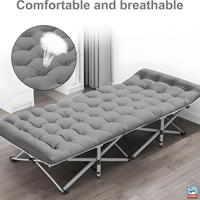 Camping Bed with Mattress Maximum Load Capacity 560-760 pounds can be Used as Travel Equipment Office Lunch Break Beach Vacation and Family Leisure (75in-660lbs)
