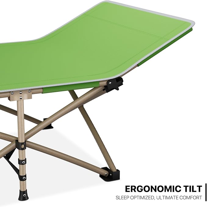 MoNiBloom Folding Sleeping Cot for Adults Easy to Set Up Portable &amp Lightweight Camping Cot for Outdoor Camping Lounging and Elevated Napping Support 360 lbs Green