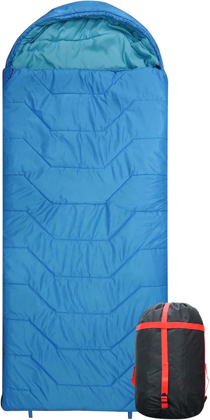 Jumbo Sleeping Bag for Adult&ampKidsCold&ampWarm Weather with Compression Sack and Water Resistant for Family CampingTravel and Car Camping