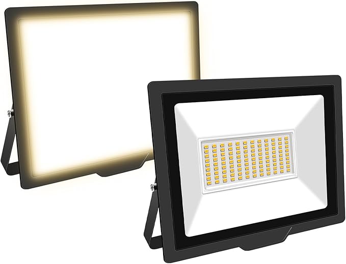 Willpower 2pcs Outdoor LED Floodlights 75W 7500LM LED Security Lights IP66 Waterproof 100V-250V Daylight Warm White 4000K Wall Light for Garden Garage Back Door Yard Lawn Court Patio