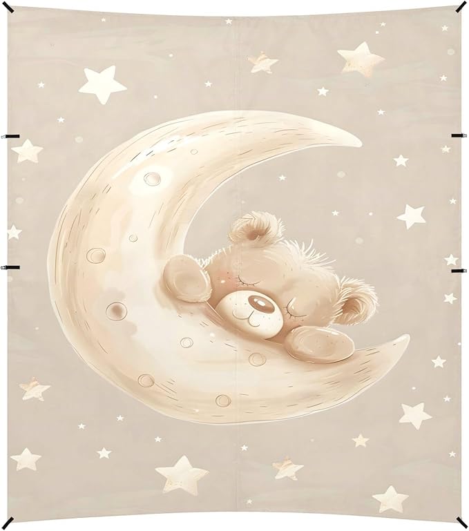 Camping Sun Shelters Cute Bear Sleeping on Crescent Moon Beach Canopy 126 * 110.2in