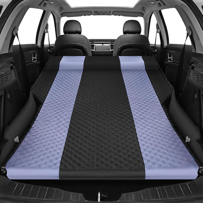 Car Inflatable Mattress for Mercedes Benz GLS/AMG X167 X166 SUV 2015-2025 with Air Pump Self-Driving Camping Travel Thickened Foldable Air MattressBlack-Gray-with Pillow