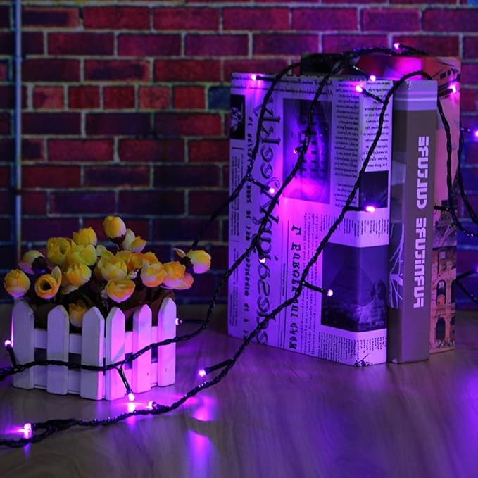 Connectable Purple String Lights 2pack 164ft 400Led 13 Modes String Lights Plug in Twinkle Light with Timer Indoor/Outdoor for Tree Party Halloween Decorations