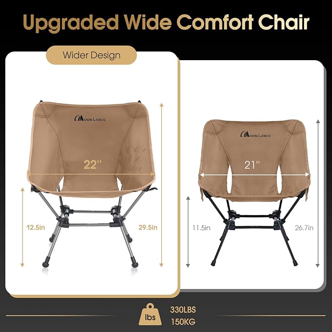 MOON LENCE Portable Camping Chair Plus Larger &amp Roomier Compact and Lightweight Still Folding Chair for Backpacking &amp Hiking 330Lbs Capacity (Desert Rust)
