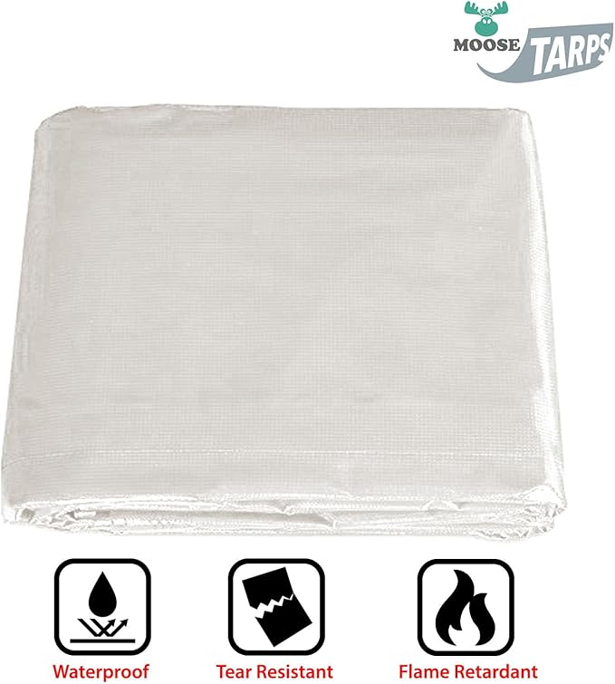 Heavy Duty Tarp 100% Waterproof 12mil Thick PVC Vinyl Tent Tarp for Camping Multi-Purpose Thick Protective Cover Weather Proof Heavy Duty UV Resistant 20 Feet x 40 Feet White