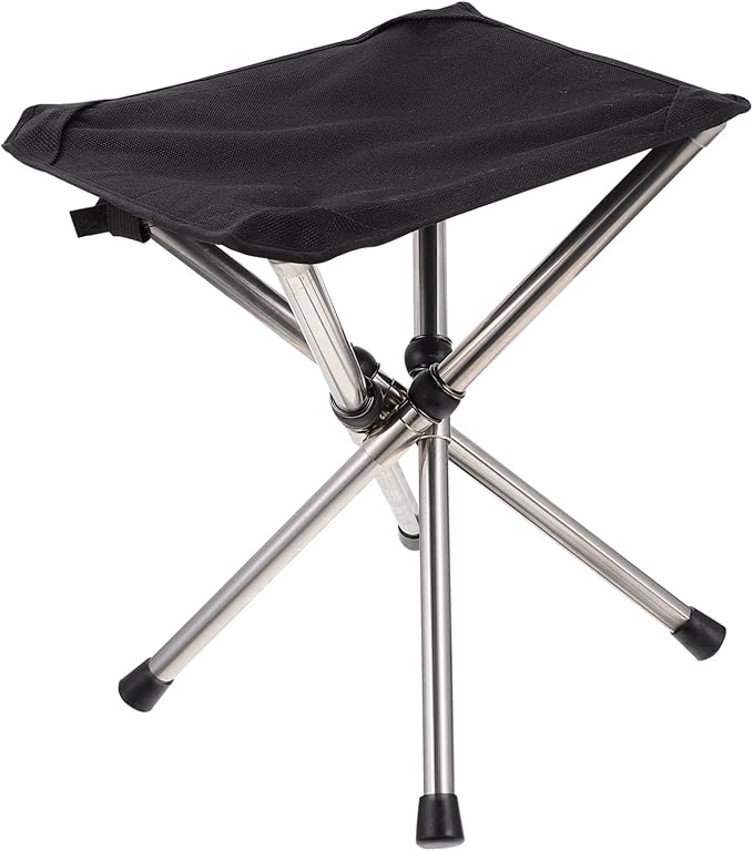 Kisangel 1pc Folding Chair Portable Outdoor Fishing Stool Stainless Steel Camping Seat for Hiking Activities Compact and Lightweight Design