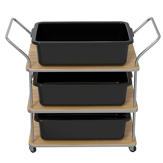 Xyskin 4 Pack 23 L Commercial Bus Tubs Large Rectangle Dish Tub Restaurant Bus Pans Black