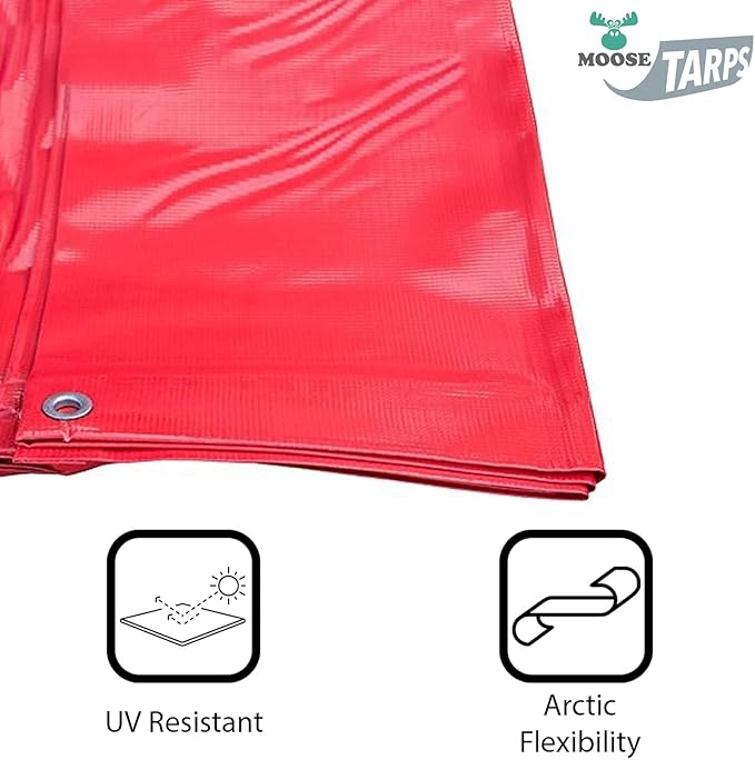 Heavy Duty Tarp 100% Waterproof 12mil Thick PVC Vinyl Tent Tarp for Camping Multi-Purpose Thick Protective Cover Weather Proof Heavy Duty UV Resistant 20 Feet x 30 Feet Red