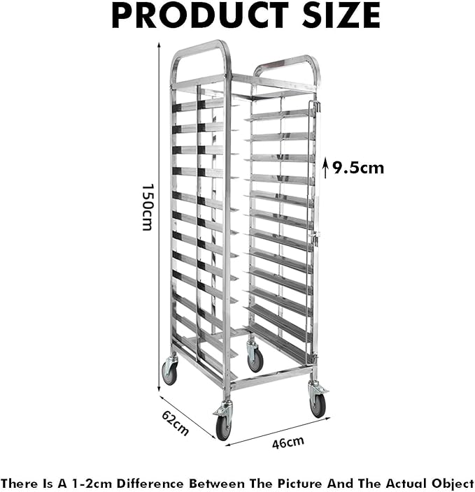 Quick Rack for Baking PansCommercial Kitchen Bread Baking Pan Rack on 4 Wheels - 12 Layer 150x62x46cm Perfect for Bakeries Restaurants and Food Service Operations