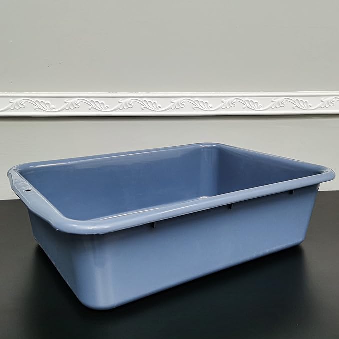 FixtureDisplays® 3-Pack 5.5 Low Depth Bus Tubs Commercial Tote Box Plastic Storage BIn 3.5 Gallons (13 L Capacity) Grey 20.66 X 14.7 X 5.5 Outside Dims BPA Free Food Grade PP 15565-4PK-NPF