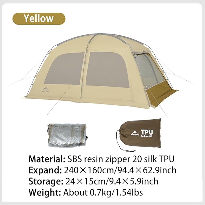 Naturehike Dune Hot Tent with Stove Jack 117 sq ft 4 Seasons Camping Tent 2-4 Person Waterproof Large Tent for Family Car Camping Picnic Fishing 6 Person