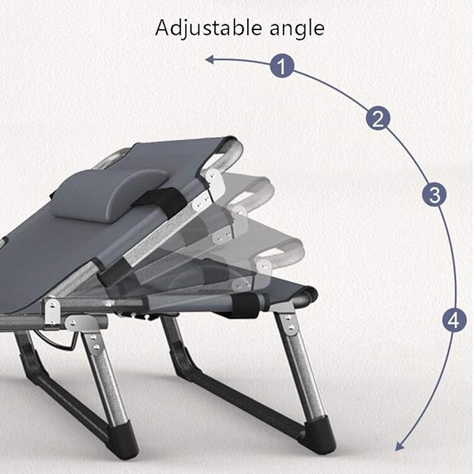 Folding Chair Heavy Duty Metal Grey Extra Wide Lounge Chair for Camping Outdoor 350kg