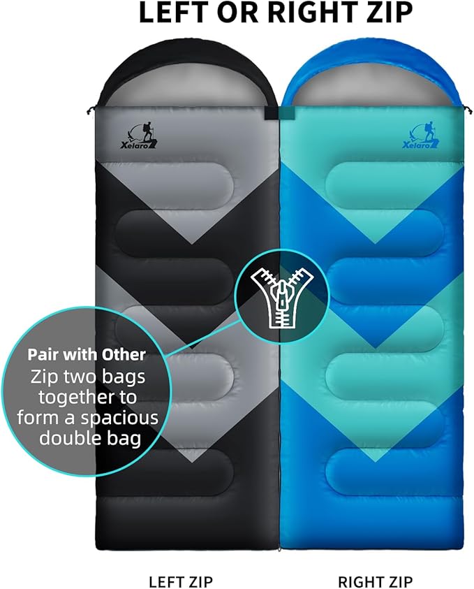 Sleeping Bag for Adults Girls Boys - 3 Season Warm &amp Cool Weather Lightweight Waterproof Camping Bag for Hiking Outdoor Travel