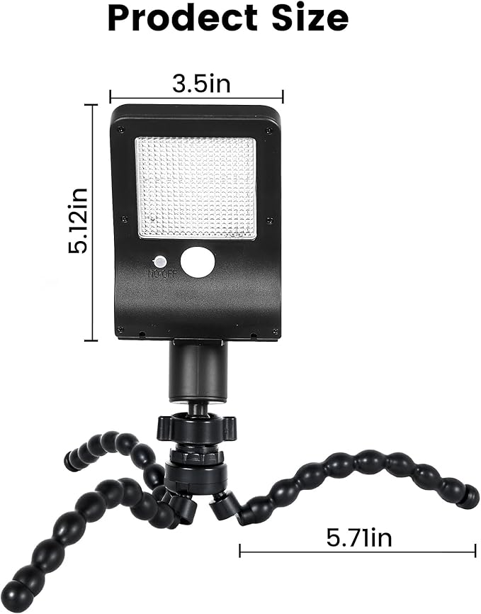 Solar Fence Lights Outdoor 60 LEDs Motion Sensor Security Light with Flexible Octopus Tripod 3 Lighting Modes Adjustable Angle for Fence Deck Camping Patio (4)