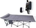 KAKO Folding Camping Cot Heavy Duty 600 Lbs Portable Bed for Adults Camping Beds with Carry Bag Grey