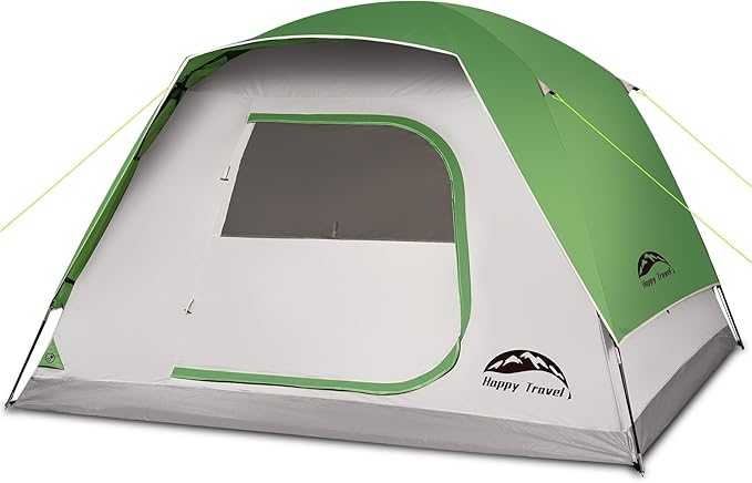 Happy Travel Camping Tent 4/6 Person Dome Tents for Camping with Rainfly Waterproof Clip Easy Setup Portable Family Tent with Mesh Windows 20% More Headroom Backpacking Tents for Camping &amp Hiki