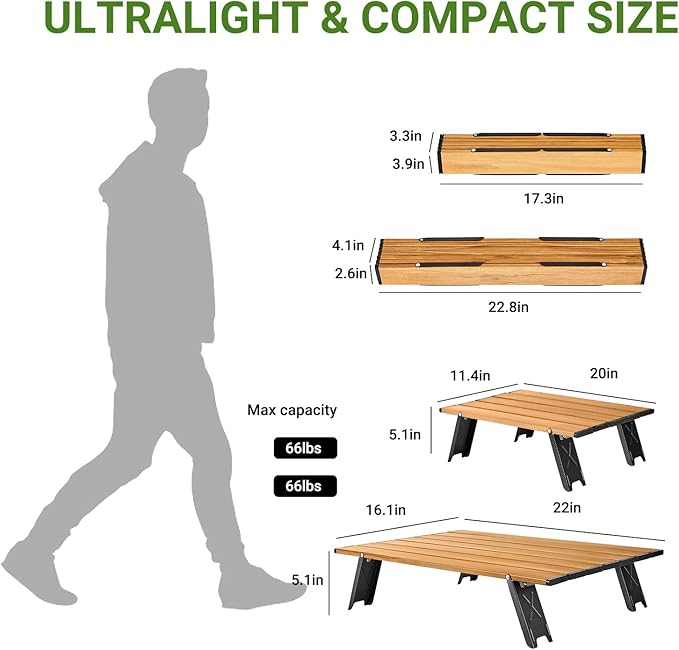 ATEPA Small Camping Table Ultralight Portable Beach Table Folding Compact Camp Tables with Aluminum Legs Carry Bag for Backpacking Hiking Fishing Picnic Tent Outdoor Travel