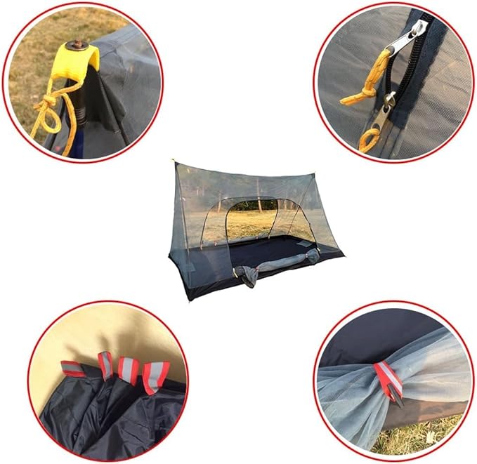 Ultralight Mosquito Net Tent for 1 Person Tear-Resistant Mesh Bug Shelter with Double Doors Hanging Hook &amp Storage Pocket Easy Setup with Stakes &amp Ropes for Camping Hiking Outdoor Travel