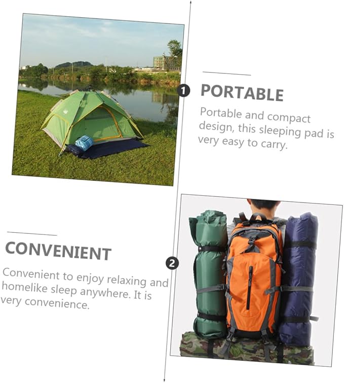 Inflatable Camping Pad Portable Wear Resistant Sleeping Mat with Design and Pillow Outdoor Sleeping Pad for Hiking Picnic and Camping Use