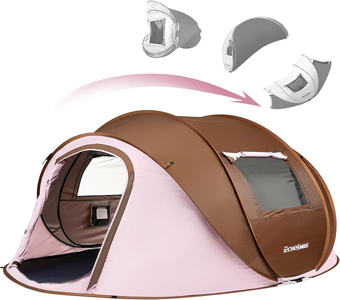 EchoSmile Instant Pop Up Camping Tent 2/4/6 Person Easy Setup Tent Water Resistant Dome Portable with Carry Bag