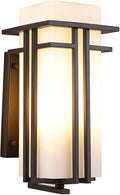 Outdoor Porch Light Wall Mounted Waterproof Wall Lantern Exterior Light Fixture for Entryways Yards Garage Front Porch Square Metal Frame with Frosted Glass Black