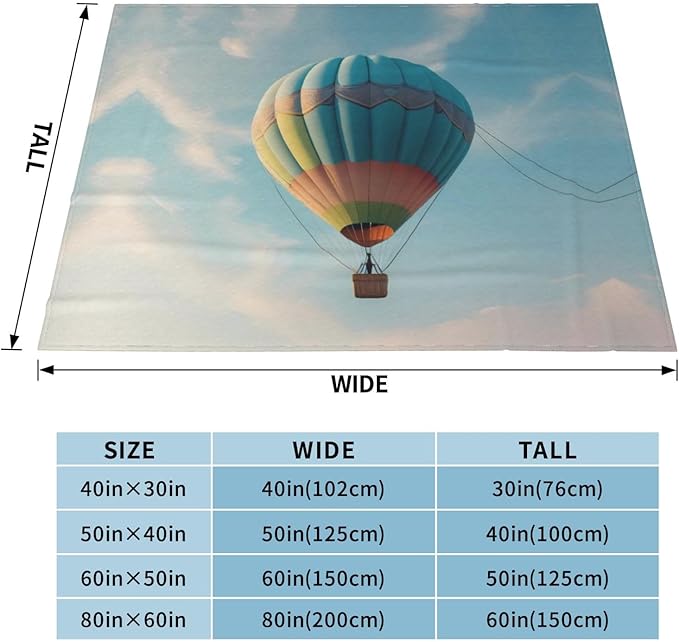 Hot air Balloon Flying high Soft Fleece Blanket 60 * 50 inch Soft Sofa Blanket Suitable for Sofa Camping Travel Night Cover Blanket