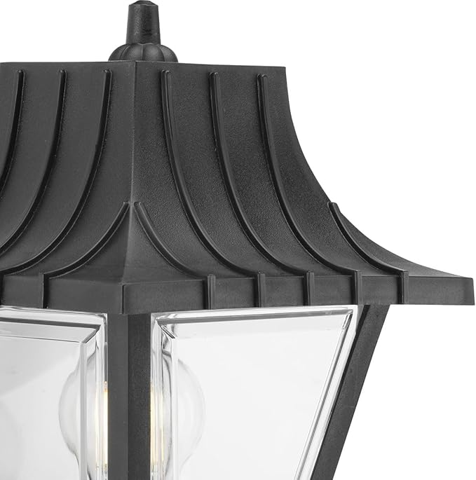 Progress Lighting Mansard Collection 1-Light Clear Beveled Acrylic Shade Traditional Outdoor Large Wall Lantern Light Textured Black