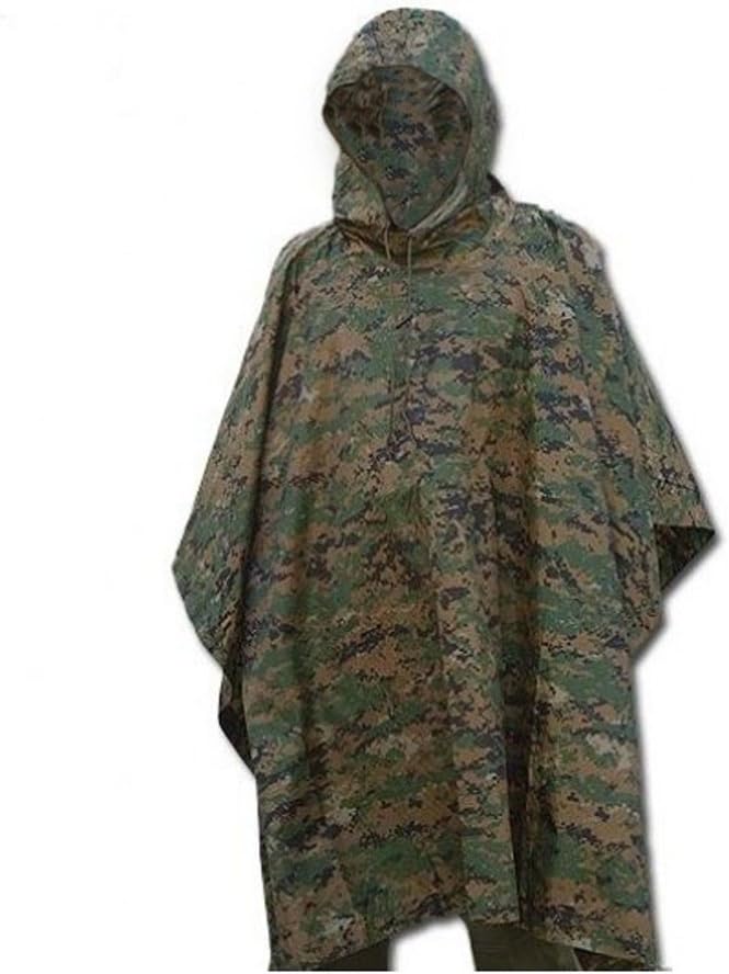 Mil-Tec Adult Ripstop Wet Weather Lightweight Waterproof Multi-Use Rain Poncho with Hood - Use as Bivouac Sack Shelter Tent